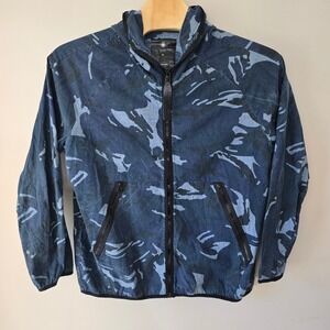 G Star RAW Men's XL Camo Print Hooded Lightweight Jacket Blue Zip‎ Front